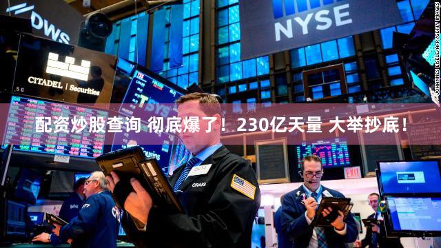 配资炒股查询 彻底爆了！230亿天量 大举抄底！